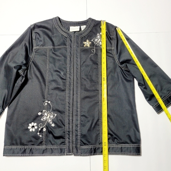 Alfred Dunner Black Boxy Jacket Beaded Butterfly & Flower Design (18) - Picture 11 of 11